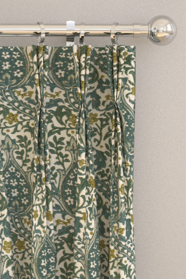 Persian Tulip Embroidery Curtains - Evergreen - by Morris. Click for more details and a description.