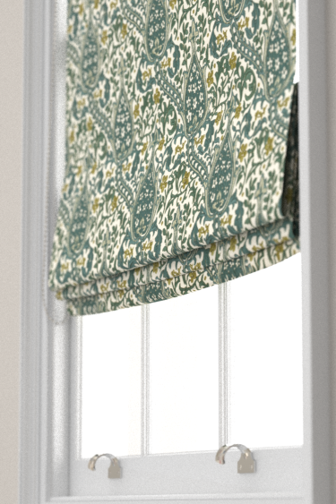 Persian Tulip Embroidery Blind - Evergreen - by Morris. Click for more details and a description.