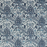Persian Tulip Embroidery Fabric - Indigo - by Morris
