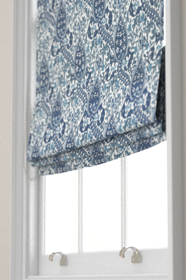 Persian Tulip Embroidery Blind - Indigo - by Morris. Click for more details and a description.