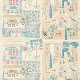 Sultan's Garden Fabric - Ruby / Teal - by Sanderson