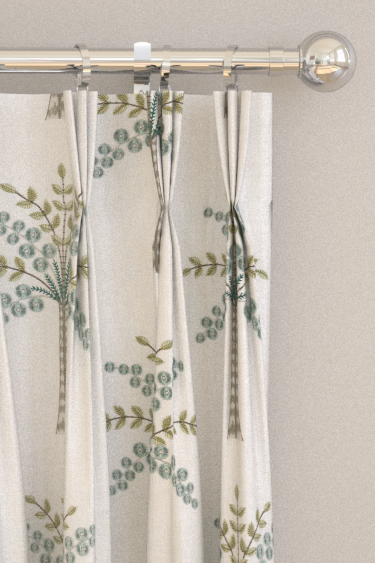 Rideaux Palm Grove Embroidery - Bleu sarcelle / vert - Sanderson. Cliquez pour en savoir plus et lire la description.