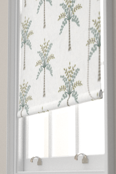 Palm Grove Embroidery Blind - Teal / Green - by Sanderson. Click for more details and a description.