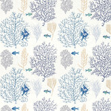 Coral and Fish Embroidery Fabric - Marine Blue - by Sanderson