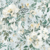 Elowen Peony Wallpaper - Pale Teal - by Laura Ashley