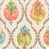 Papier peint Mysore - Ivoire / terracotta - Osborne & Little
