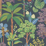 Papier peint Arboreta - Bleu nuit / multicolore - Osborne & Little