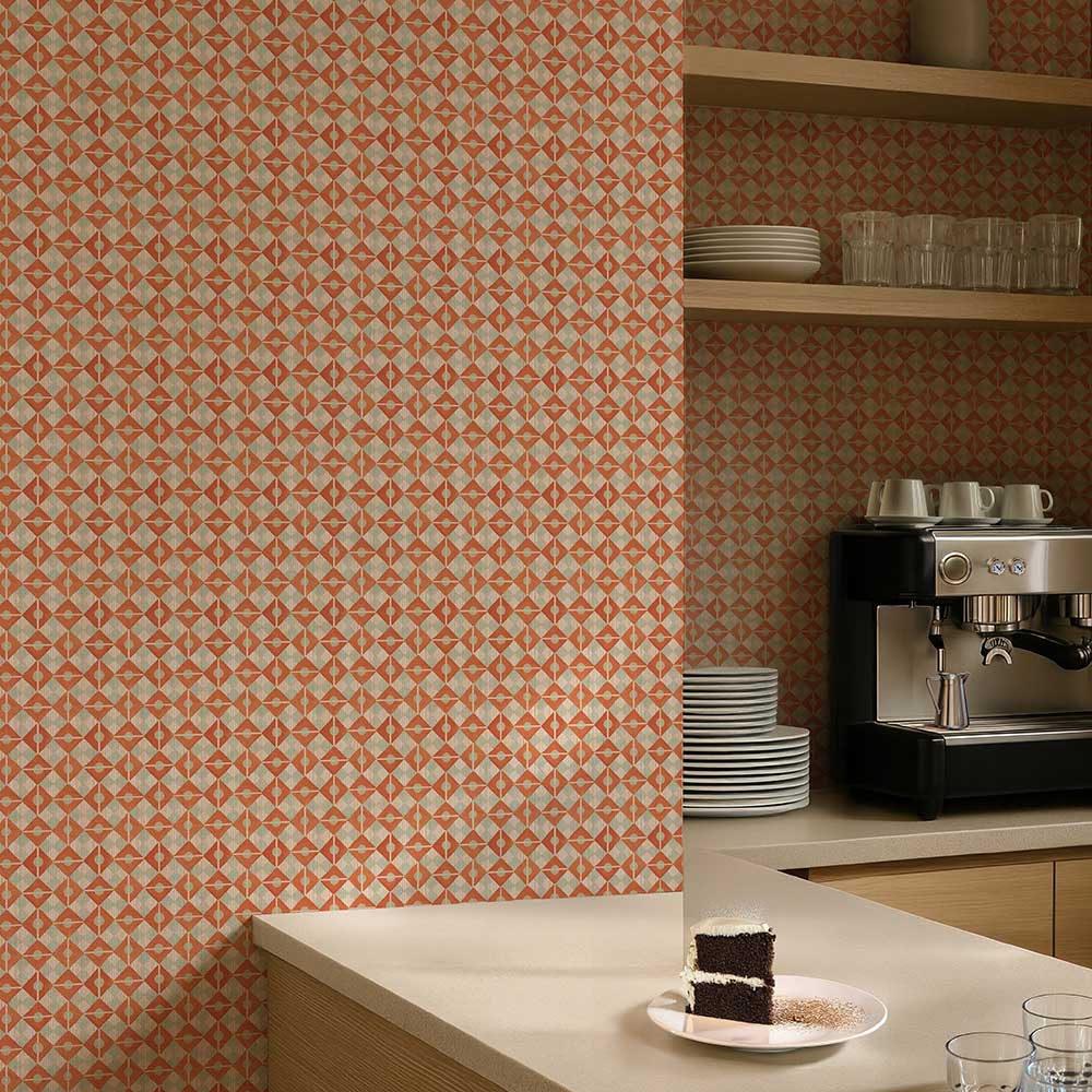Kite Wallpaper - Marmalade / Celadon - by Isabelle Boxall