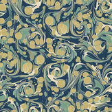 Eddy Wallpaper - Tea Leaf / Navy - by Isabelle Boxall