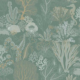 Nautilus Wallpaper - Aqua / Gold - by Albany