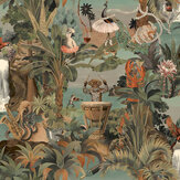 Sunset Carnival Wallpaper - Aqua / Coral - by Albany