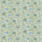 Indienne Panel Mural - Emerald / citrine - by Harlequin