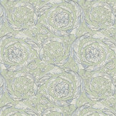 Barocco Wallpaper - Green/ Blue - by Versace