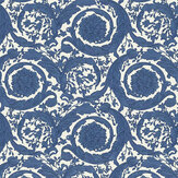Barocco Wallpaper - Blue/ White - by Versace