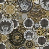 Art De La Table Wallpaper - Black/ Gold/ Silver - by Versace