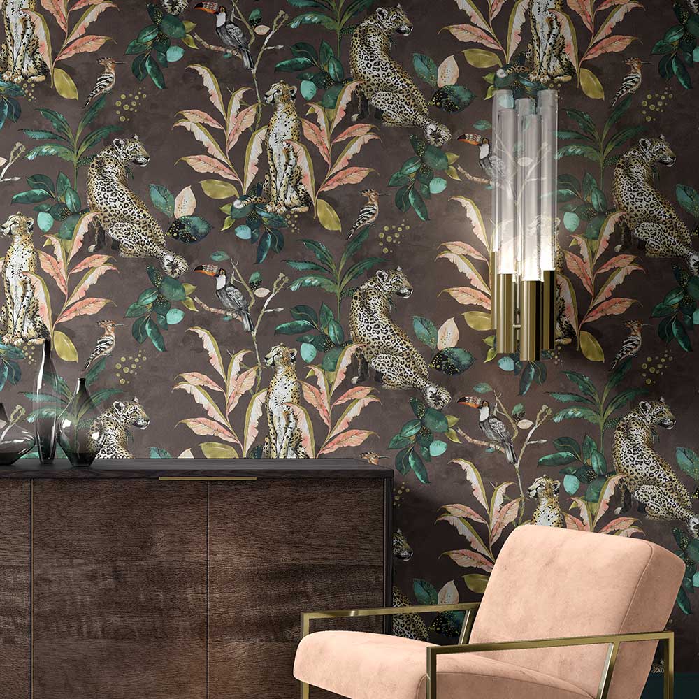 Cheetah by Graduate Collection - Brown - Wallpaper : Wallpaper Direct