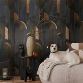 Art Deco Arches Mural - Charcoal / Copper - by Metropolitan Stories