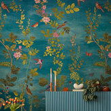 Panoramique Chinoserie Vibes Mural - Bleu sarcelle - Metropolitan Stories