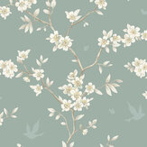 Hanami Trail Wallpaper - Marine Green - by Today Interiors