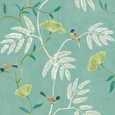 Kohana Branch Wallpaper - Lagoon - by Today Interiors