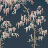 Panoramique Wisteria Garden Mural - Embruns marins bleu nuit - Laura Ashley