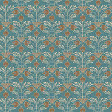 Brimble  Wallpaper - Teal and Orange - by Josephine Munsey