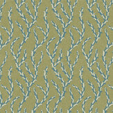 Tiddle  Wallpaper - Olive and Blue - by Josephine Munsey