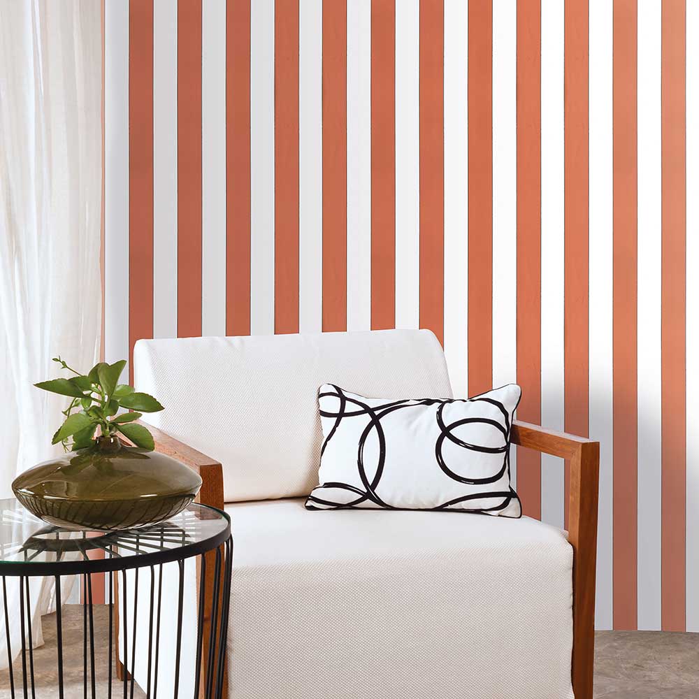 Cronno Stripe Wallpaper - Orange - by Galerie