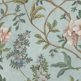 Flory  Wallpaper - Light Blue - by Josephine Munsey