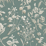 Paper Flora  Wallpaper - Aqua - by Josephine Munsey