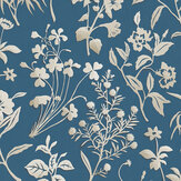 Paper Flora  Wallpaper - Blue  - by Josephine Munsey