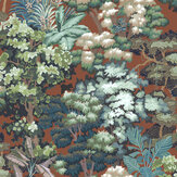 Canopia  Wallpaper - Red and Green - by Josephine Munsey