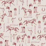 Sketched Equestrian Wallpaper - Cream & Burgundy - by Joules