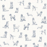 Sketched Dogs Wallpaper - Cream & Blue - by Joules