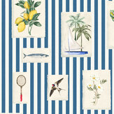 Gallery Wall Wallpaper - Blue - by Joules