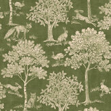 Fox and Hare Wallpaper - Olive Green - by Joules