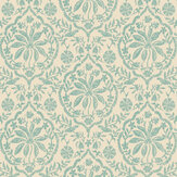 Indienne Palm Wallpaper - Cream & Duck Egg Blue - by Joules