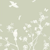 Blossom Trail Mural - Soft Green - by Origin Murals
