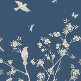 Blossom Trail Mural - Navy - by Origin Murals