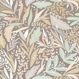Patterned Leaves Mural - Stone / Straw - by Origin Murals