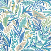 Patterned Leaves Mural - Denim Blues - by Origin Murals