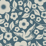 Folk Rock  Wallpaper - Washed Denim - by Mini Moderns