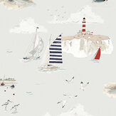 Coastal Boats  Wallpaper - Cottesmore Sky  - by Sophie Allport. Click for more details and a description.
