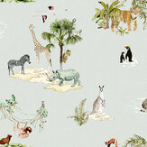 Papier peint Animals of the World  - Bleu brume - Sophie Allport. Cliquez pour en savoir plus et lire la description.