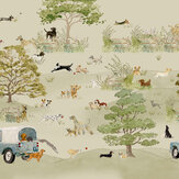 Panoramique Dog Walking Mural  - Sauge de Hambleton  - Sophie Allport