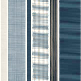 Lattice & Line  Wallpaper - Washed Denim - by Mini Moderns