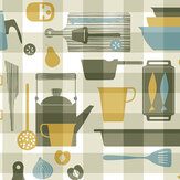Kitchenalia  Wallpaper - Olive - by Mini Moderns