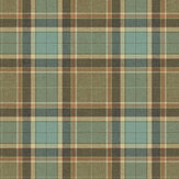 Stirling Wallpaper - Aqua / Brown - by Carl Robinson