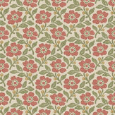 Martock Sprig Wallpaper - Red / Green - by Mulberry Home