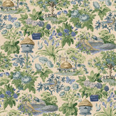 Mulberry Garden Wallpaper - Blue / Green - by Mulberry Home